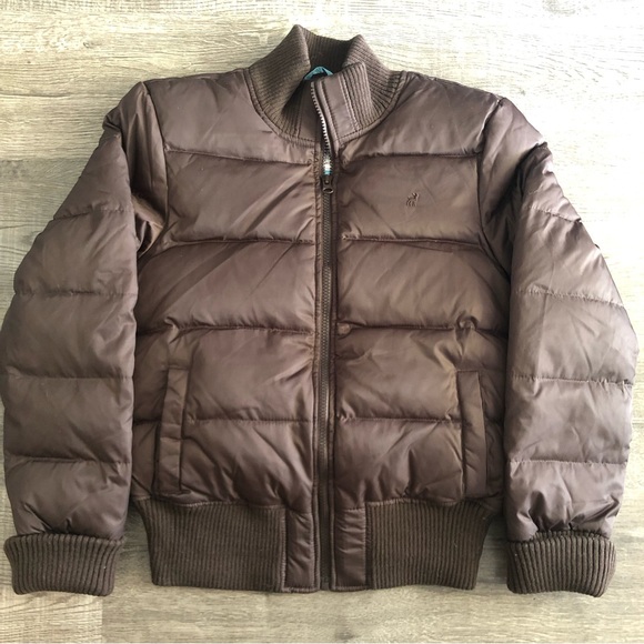 Old Navy Brown Down Feather Puffer Jacket - Picture 2 of 7